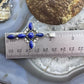 Sterling Silver Southwestern Style 6 Lapis Decorated Cross Pendant For Women #1