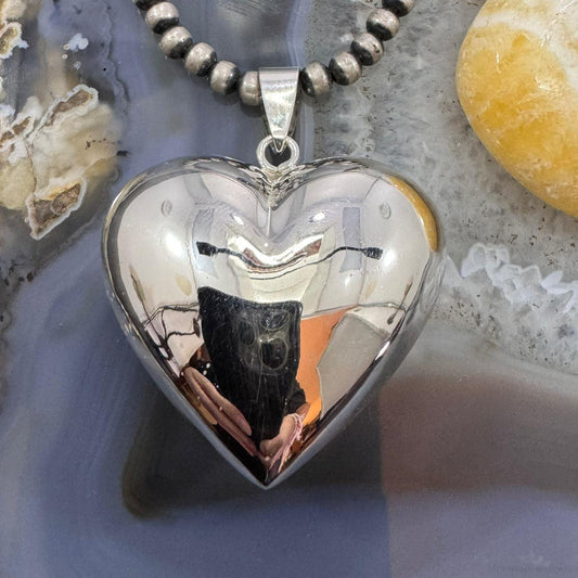 Sterling Silver Puff Heart Pendant For Women