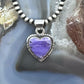 Native American Sterling Silver Charoite Heart Pendant For Women