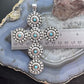 Sterling Silver Southwestern Style Turquoise Large Decorated Unisex Cross Pendant