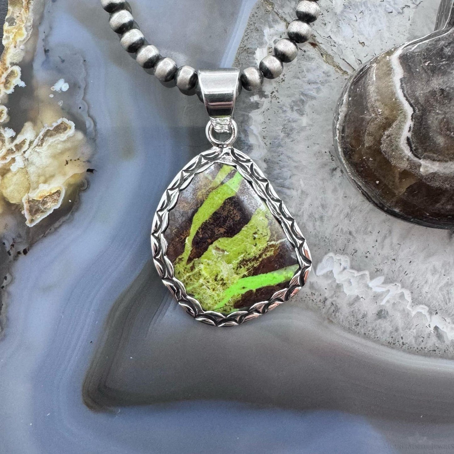 Native American Sterling Silver Blackjack Decorated Pendant For Women