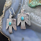 Sterling Silver Southwestern Style Turquoise Thunderbird Dangle Earrings For Women