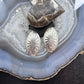 Native American Silver Stamped Flower Oval Post Earrings For Women