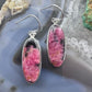Sterling Silver Southwestern Style Oval Rhodonite Dangle Earrings For Women