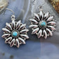 Sterling Silver Southwestern Style Turquoise Floral Dangle Earrings For Women