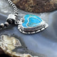 Native American Sterling Silver Blue Ridge Turquoise Double Heart Pendant For Women