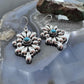 Sterling Silver Southwestern Style Turquoise Cluster Dangle Earrings For Women