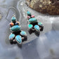 Sterling Silver Southwestern  Style Turquoise, Opal, Pink Dahlia Dangle Earrings For Women