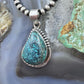 Sterling Silver Southwestern Style Matrixed Natural Green Turquoise Pendant For Women