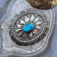 Vintage Native American Sterling Silver Turquoise Stamped Oval Belt Buckle For Men