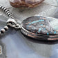 Sterling Silver Southwestern Style Large Oval Copper Turquoise Pendant For Women