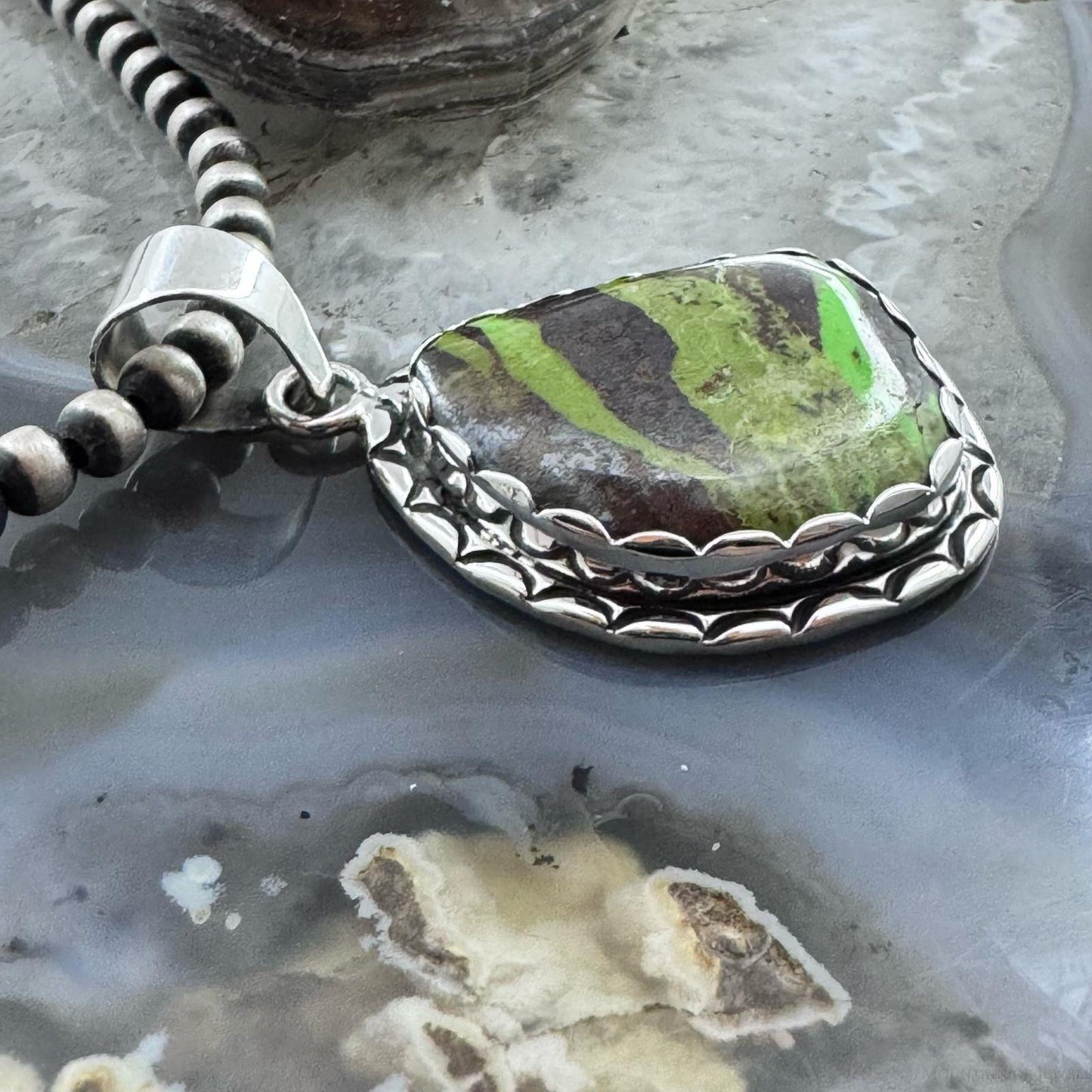 Native American Sterling Silver Blackjack Decorated Pendant For Women