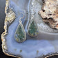 Sterling Silver Southwestern Style Teardrop Moss Agate Dangle Earrings For Women