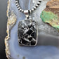 Sterling Silver Southwestern Style Rectangle Mohave Zinc Black Onyx Pendant For Women