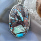 Sterling Silver Southwestern Style Large Oval Copper Turquoise Pendant For Women