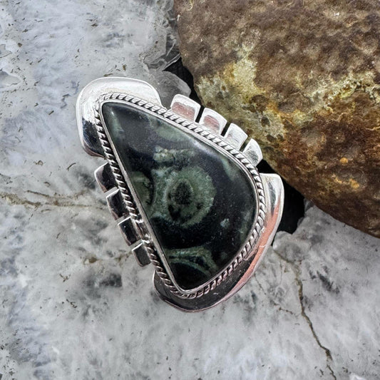 Sterling Silver Southwestern Style Kambaba Jasper Ring Size 8 For Women