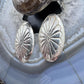 Native American Silver Stamped Flower Oval Post Earrings For Women