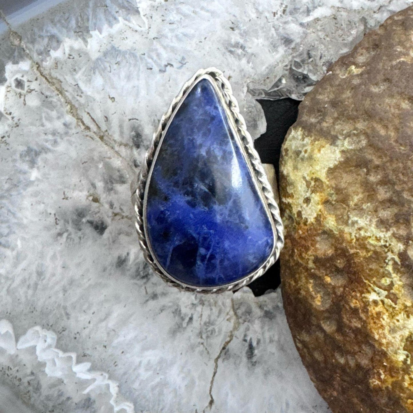 Sterling Silver Southwestern Style Teardrop Charoite Ring Size 9 For Women