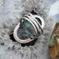 Sterling Silver Southwestern Style Large Oval Ruby Zoisite Ring Size 8.25 For Women