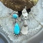 Sterling Silver Southwestern Style Round & Teardrop Turquoise Dangle Earrings For Women