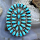 Sterling Silver Southwestern Style Kingman Turquoise Large Cluster Pendant For Women