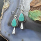 Sterling Silver Southwestern Style Teardrop Turquoise Squash Blossom Dangle Earrings For Women