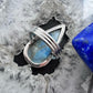 Sterling Silver Southwestern Style Elongated Teardrop Blue Apatite Ring Size 9 For Women