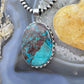 Sterling Silver Southwestern Style Large Oval Green Turquoise Pendant For Women