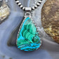 Sterling Silver Southwestern Style Triangle Azurite Malachite Unisex Pendant