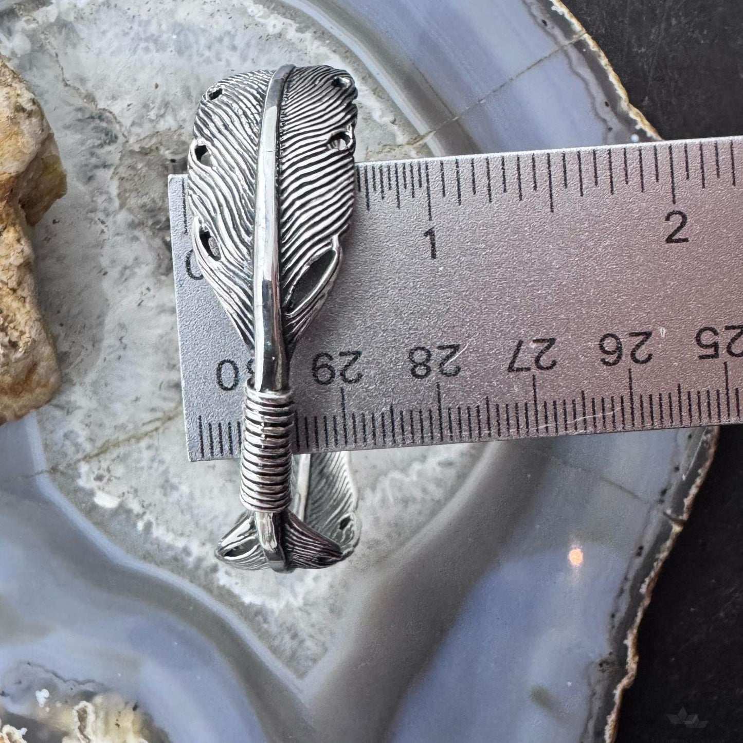 Sterling Silver Southwestern Style Feather Decorated Bracelet For Women #1