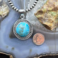 Sterling Silver Southwestern Style Round Tibetan Turquoise Decorated Pendant For Women