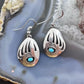 Native American Sterling Silver Bear Claw w/Turquoise Dangle Earrings For Women