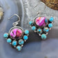 Sterling Silver Southwestern Style Turquoise & Dahlia Dangle Earrings For Women