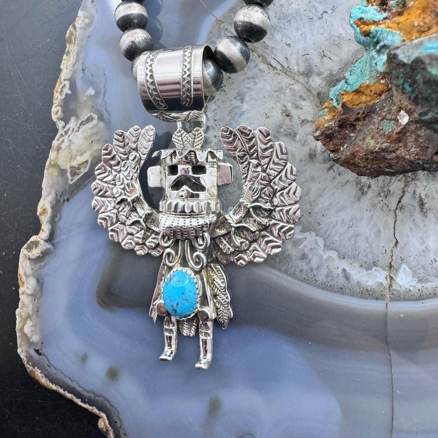 Alonzo Mariano Sterling Silver Turquoise Decorated Kachina Unisex Pendant #1