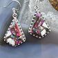 Sterling Silver Southwestern Style Kite Shape Dahlia Dangle Earrings For Women