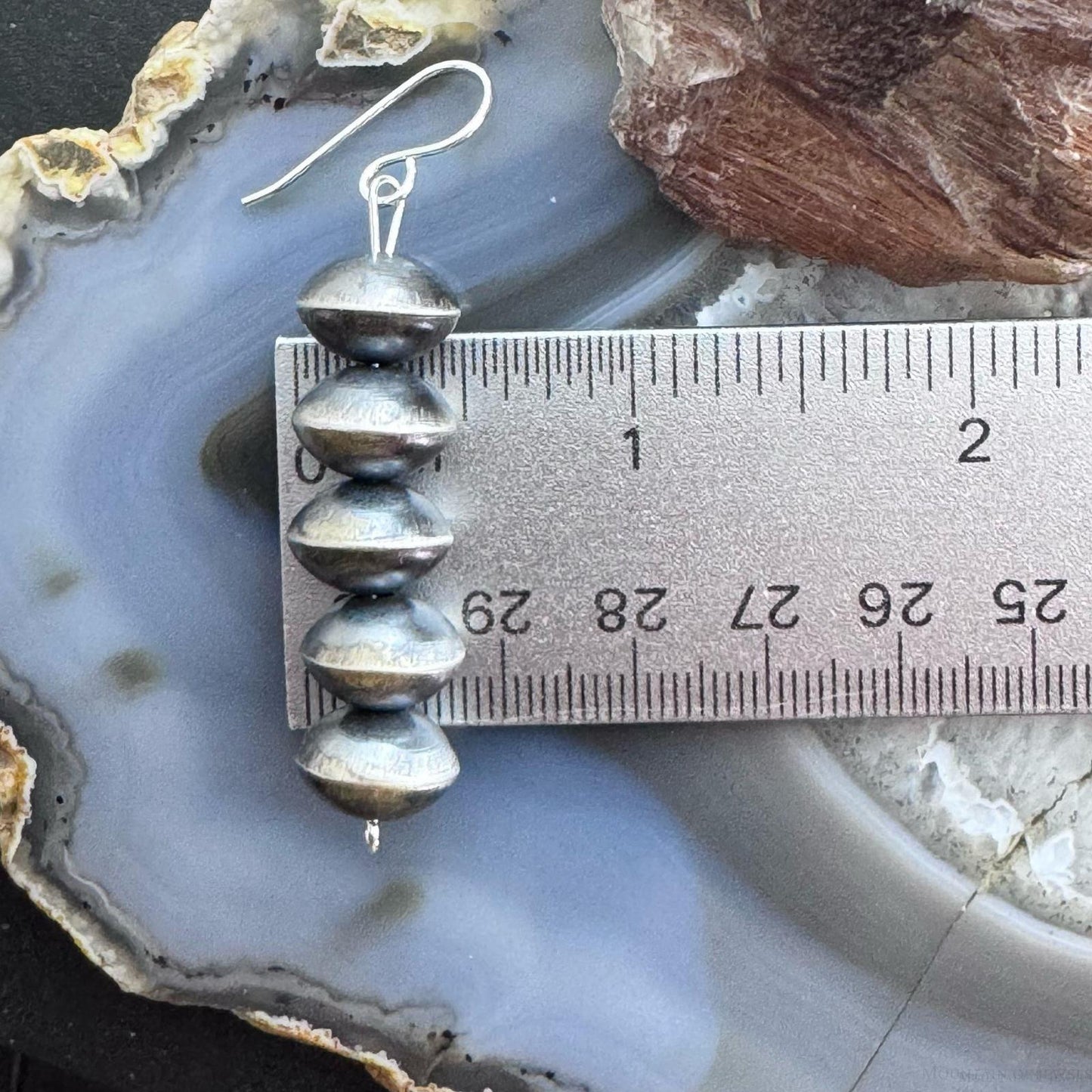 Native American Sterling Silver Navajo Pearl Saucer Beads 10mm Dangle Earrings For Women