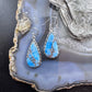 Sterling Silver Southwesten Style Teardrop Blue Apatite Dangle Earrings For Women