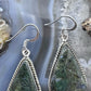 Sterling Silver Southwestern Style Teardrop Moss Agate Dangle Earrings For Women