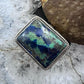 Sterling Silver Southwestern Malachite Azurite Decorated Bar Ring Size 9 For Women