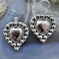 Southwestern Style Sterling Silver Decorated Heart Dangle Earrings For Women