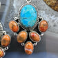 Sterling Silver Southwestern Style Turquoise & Orange Copper Turquoise Dangle Earrings For Women