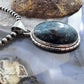 Sterling Silver Southwestern Style Large Oval Matrixed Azurite Decorated Pendant For Women