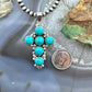 Sterling Silver Southwestern Style Rounded Blue Howlite Cross Pendant For Women
