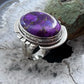 Sterling Silver  Southwestern Style Oval Purple Copper Turquoise Ring Size 8.75 For Women