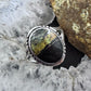 Native American Sterling Silver Oval Blackjack Decorated Ring Size 7.5 For Women