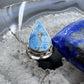 Sterling Silver Southwestern Style Elongated Teardrop Blue Apatite Ring Size 9 For Women