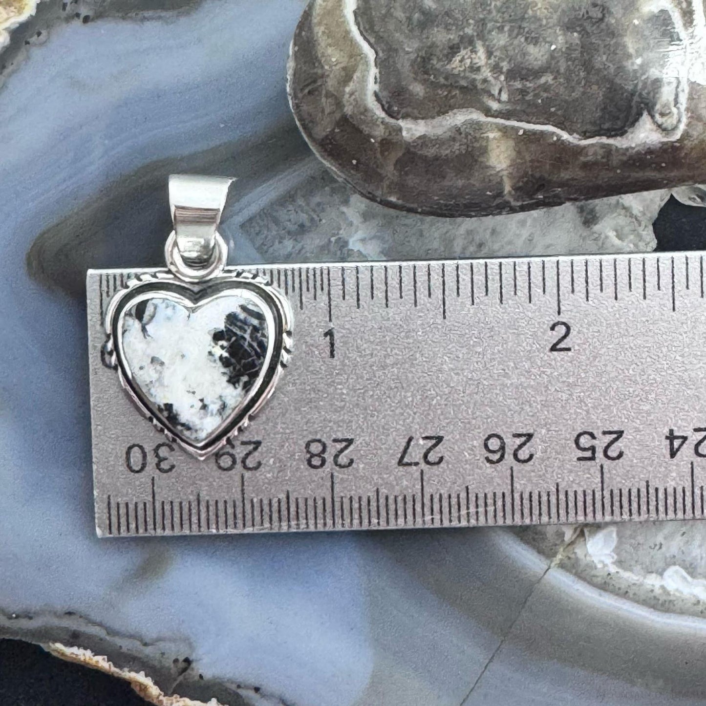 Native American Sterling Silver White Buffalo Decorated Heart Pendant For Women