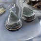 Sterling Silver Southwestern Style Teardrop Moss Agate Dangle Earrings For Women