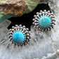 Sterling Silver Southwestern Style Rounded Turquoise Decorated Stud Earrings For Women