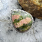 Sterling Silver Southwestern Style Wide Teardrop Unakite Jasper Ring Size 9 For Women